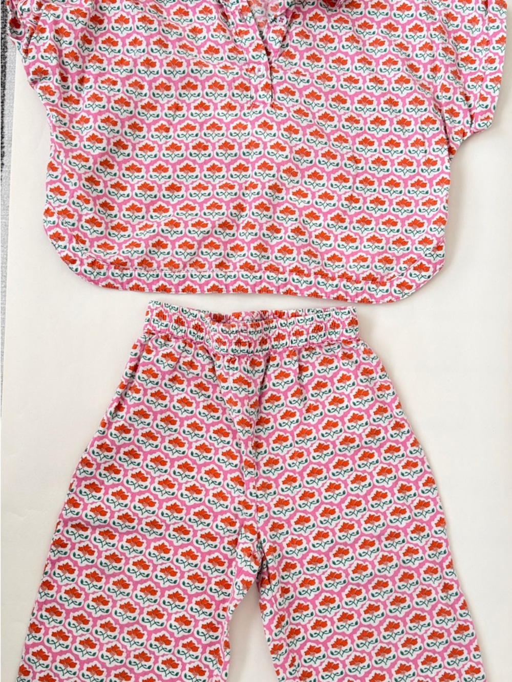 Zara Pink Floral Print Two-Piece Pajama Set